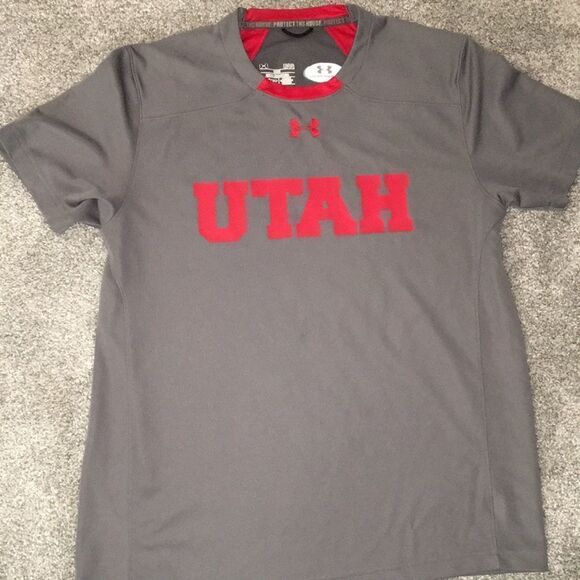 Gray University of Utah Utes Work Out Training Team Issue T Shirt LG L Heatgear - Picture 1 of 5